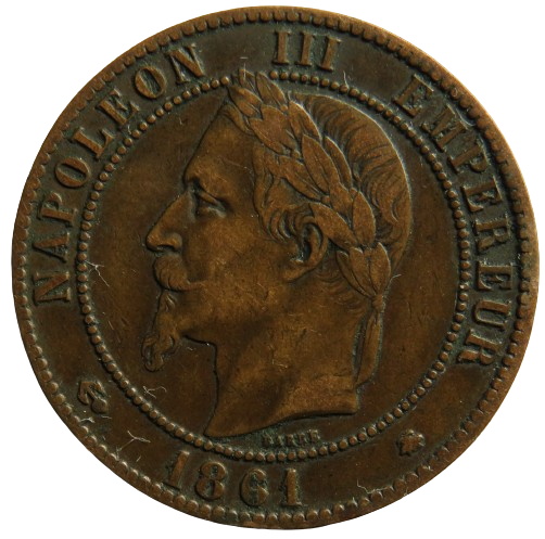 1861-A France Napoleon III 10 Centimes Coin