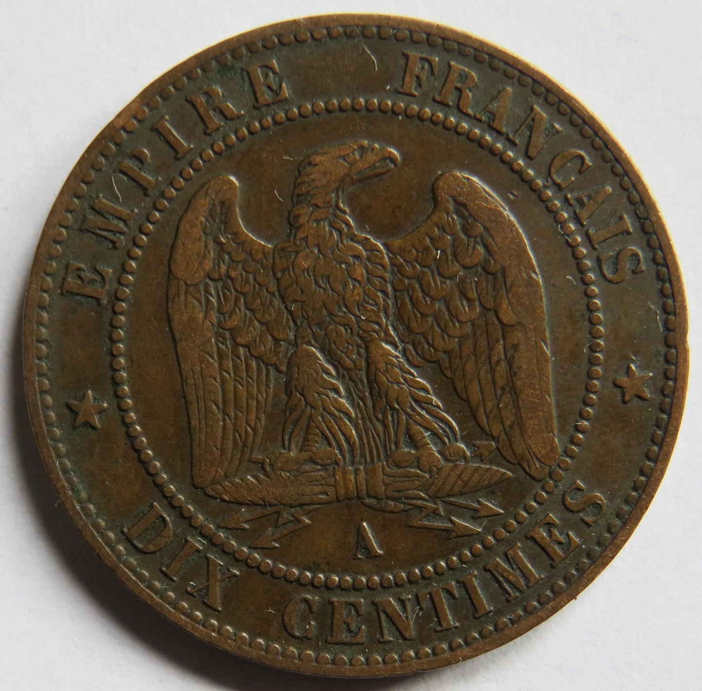 1861-A France Napoleon III 10 Centimes Coin