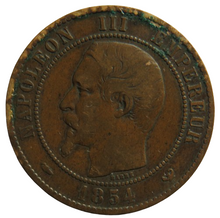 Load image into Gallery viewer, 1854-W France Napoleon III 10 Centimes Coin

