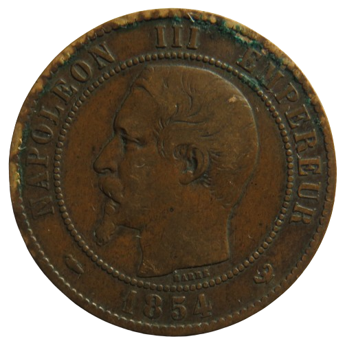 1854-W France Napoleon III 10 Centimes Coin