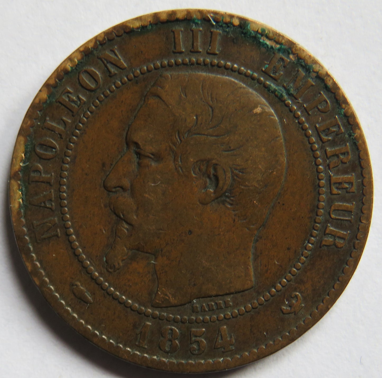 1854-W France Napoleon III 10 Centimes Coin
