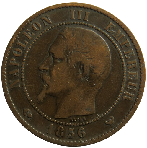 1856-W France Napoleon III 10 Centimes Coin