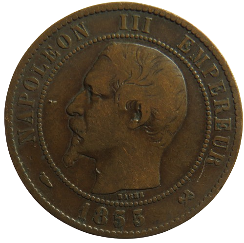 1855-B France Napoleon III 10 Centimes Coin
