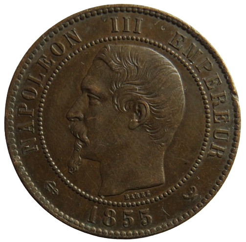 1855-W France Napoleon III 10 Centimes Coin