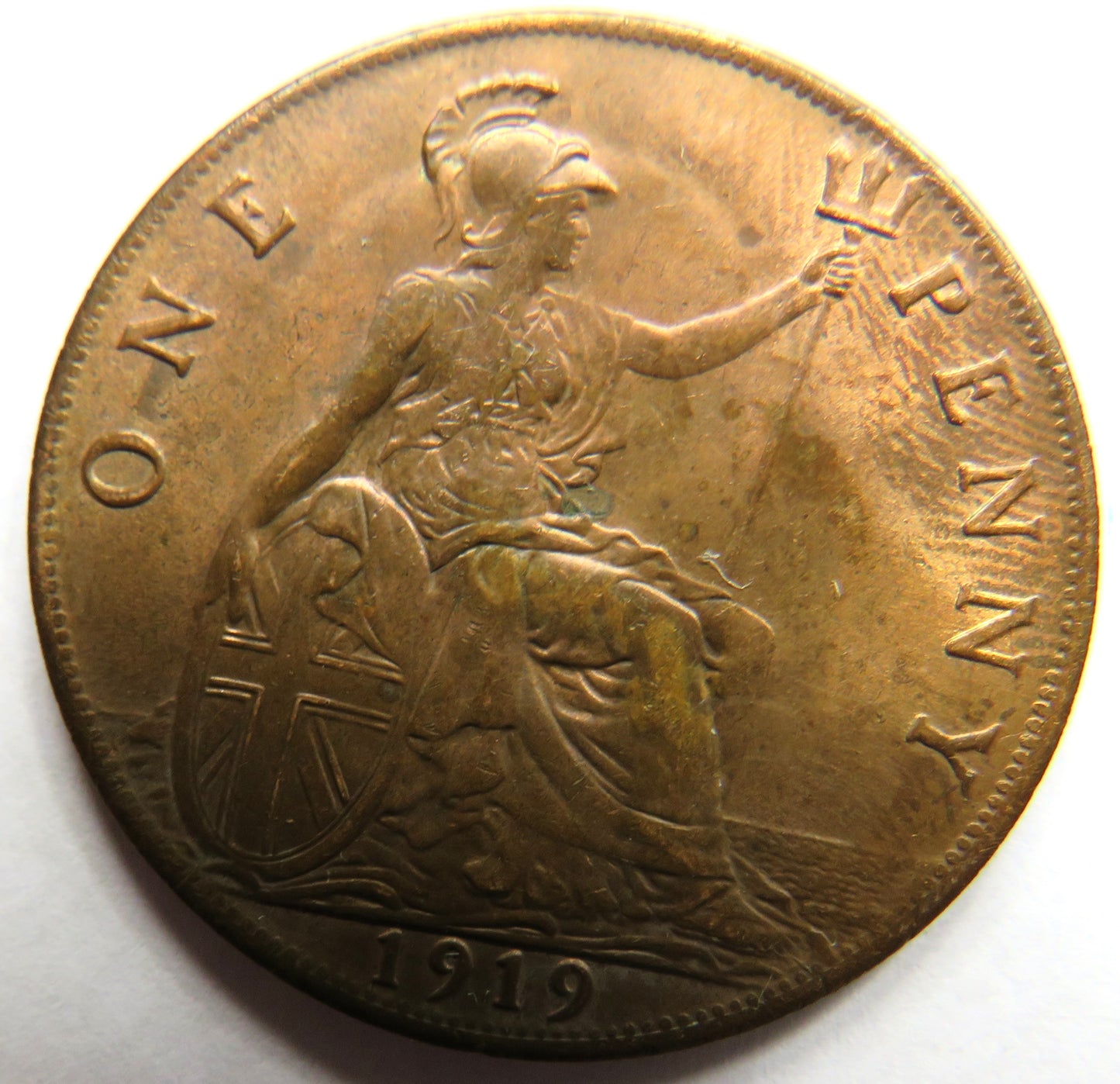 1919 King George V One Penny Coin High Grade - Great Britain