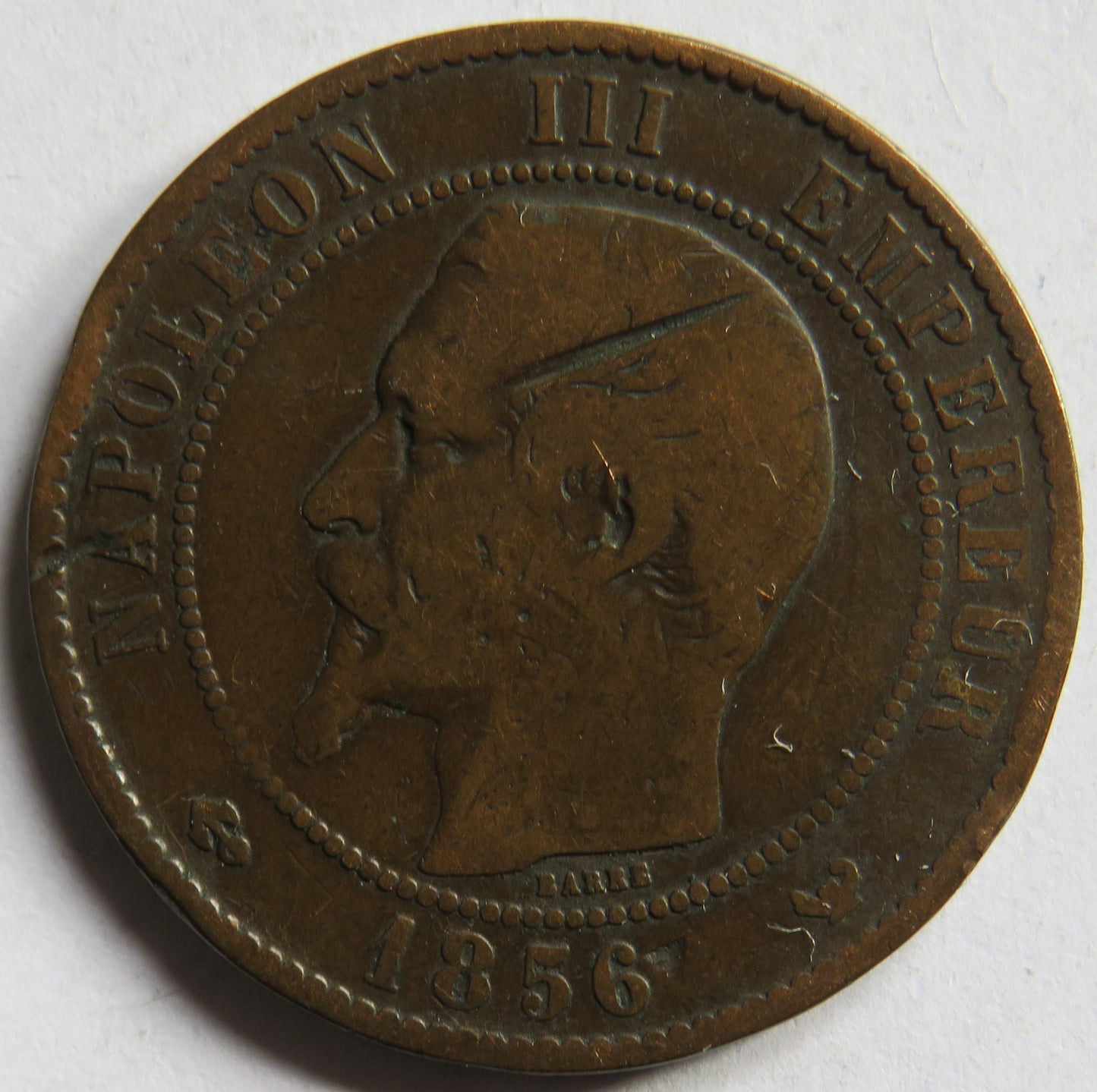 1856-W France Napoleon III 10 Centimes Coin