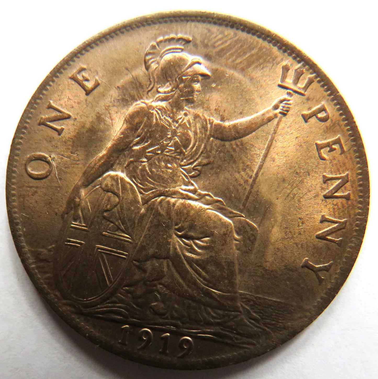 1919 King George V One Penny Coin High Grade - Great Britain