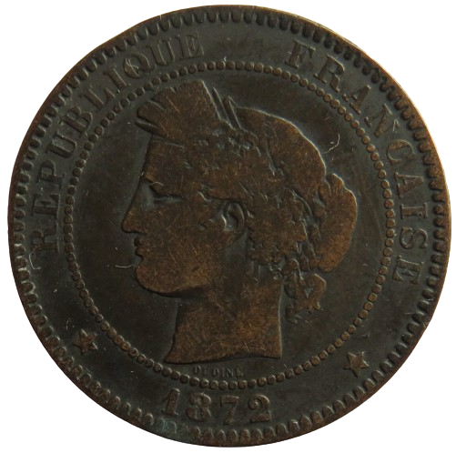 1872-K France 10 Centimes Coin