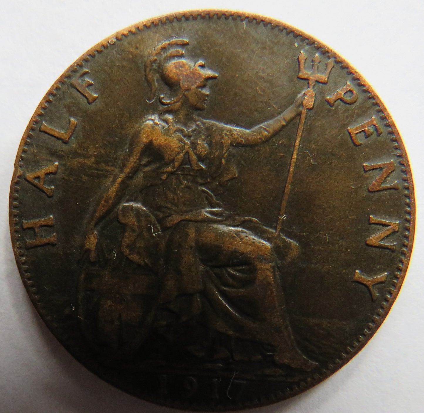 1917 King George V Halfpenny Coin - Great Britain