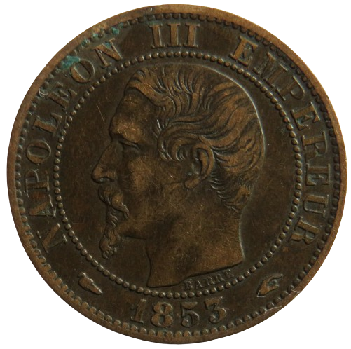 1853-A France Napoleon III 5 Centimes Coin