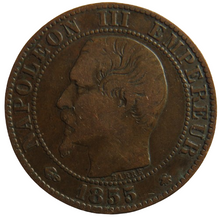 Load image into Gallery viewer, 1855-BB France Napoleon III 5 Centimes Coin
