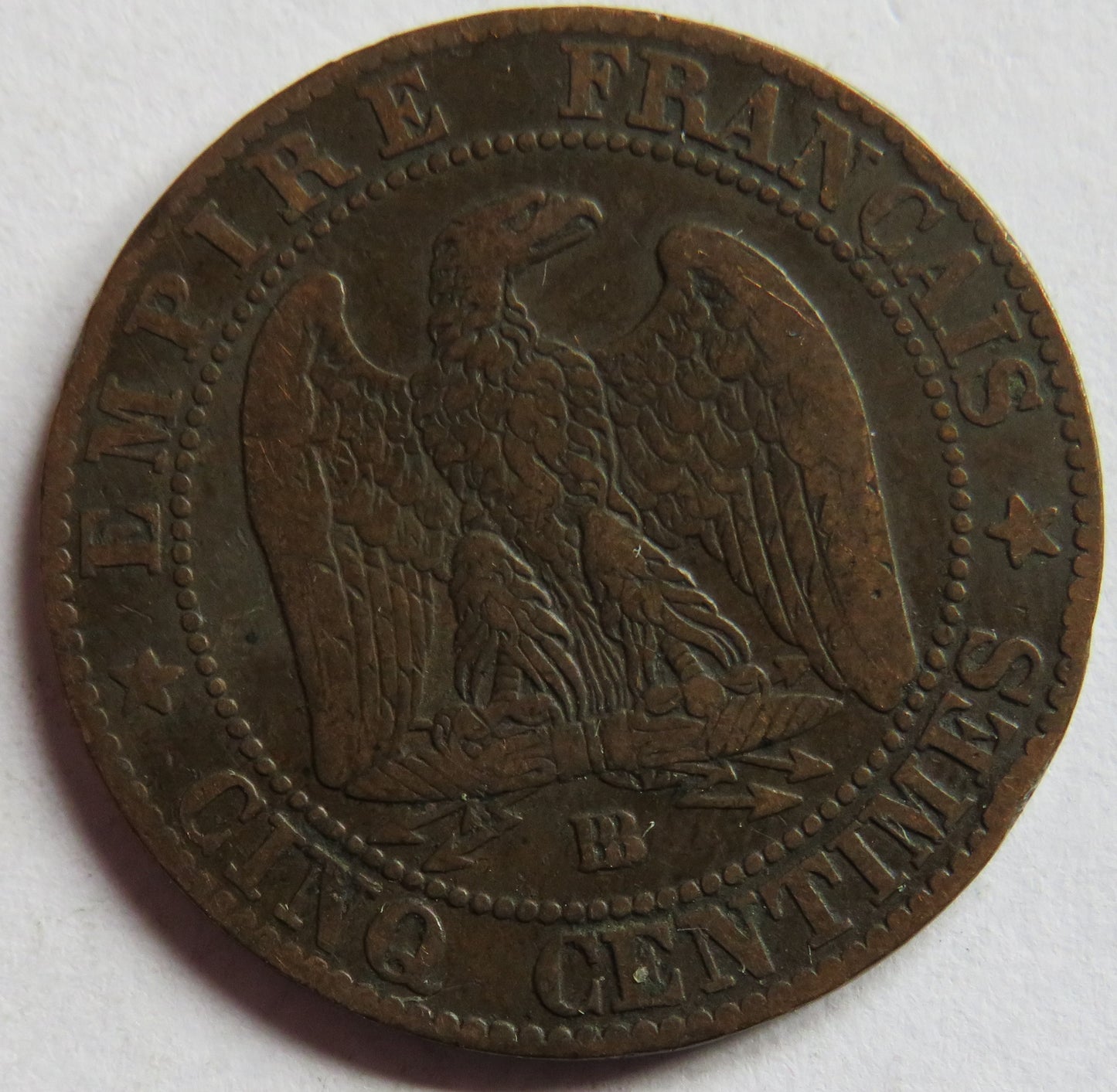 1855-BB France Napoleon III 5 Centimes Coin