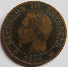 Load image into Gallery viewer, 1856-W France Napoleon III 5 Centimes Coin
