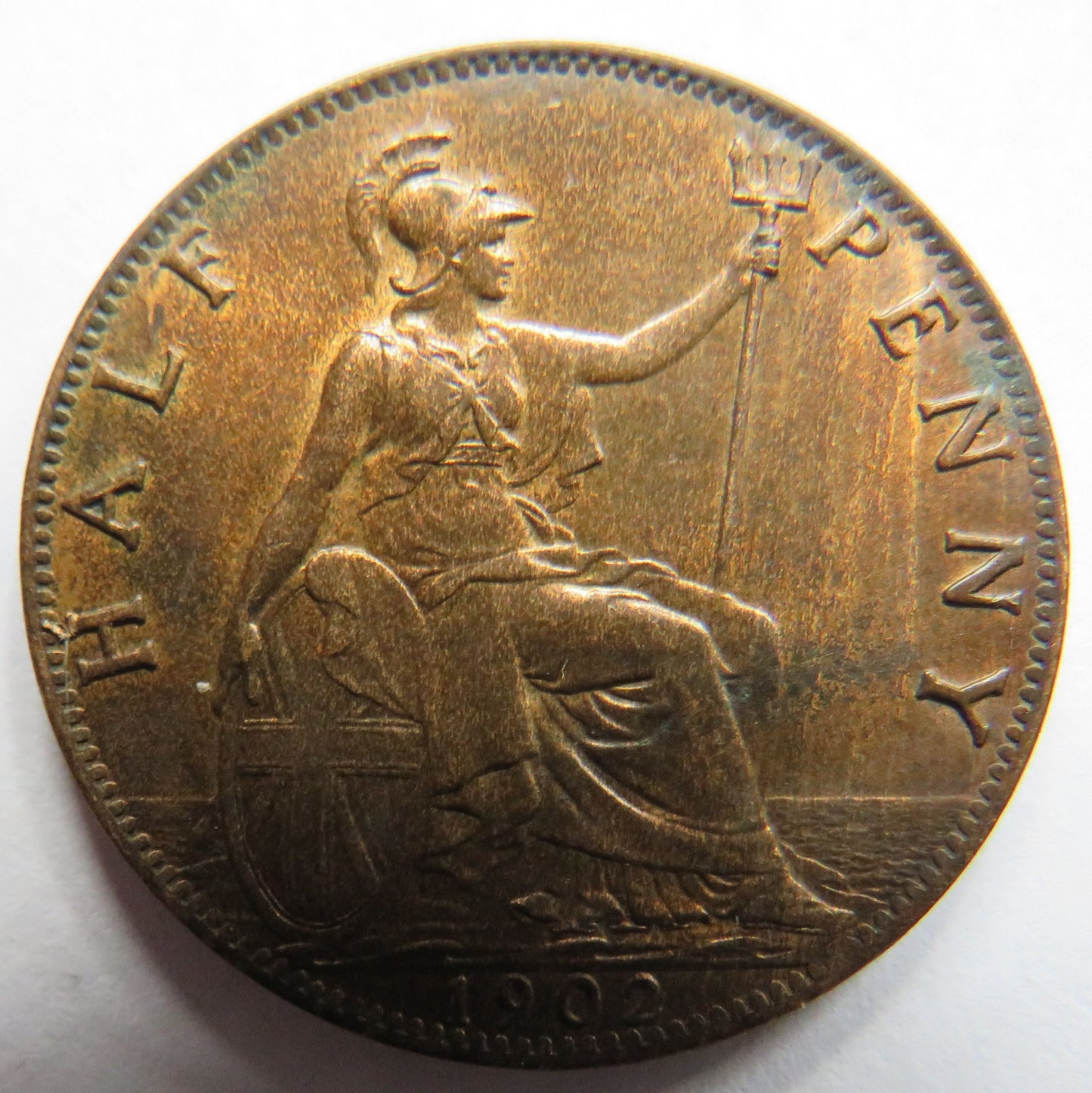 1902 King Edward VII Halfpenny Coin In Better Grade
