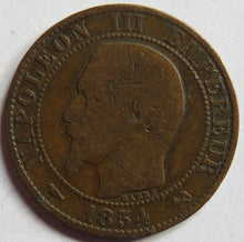 Load image into Gallery viewer, 1854-B France Napoleon III 5 Centimes Coin

