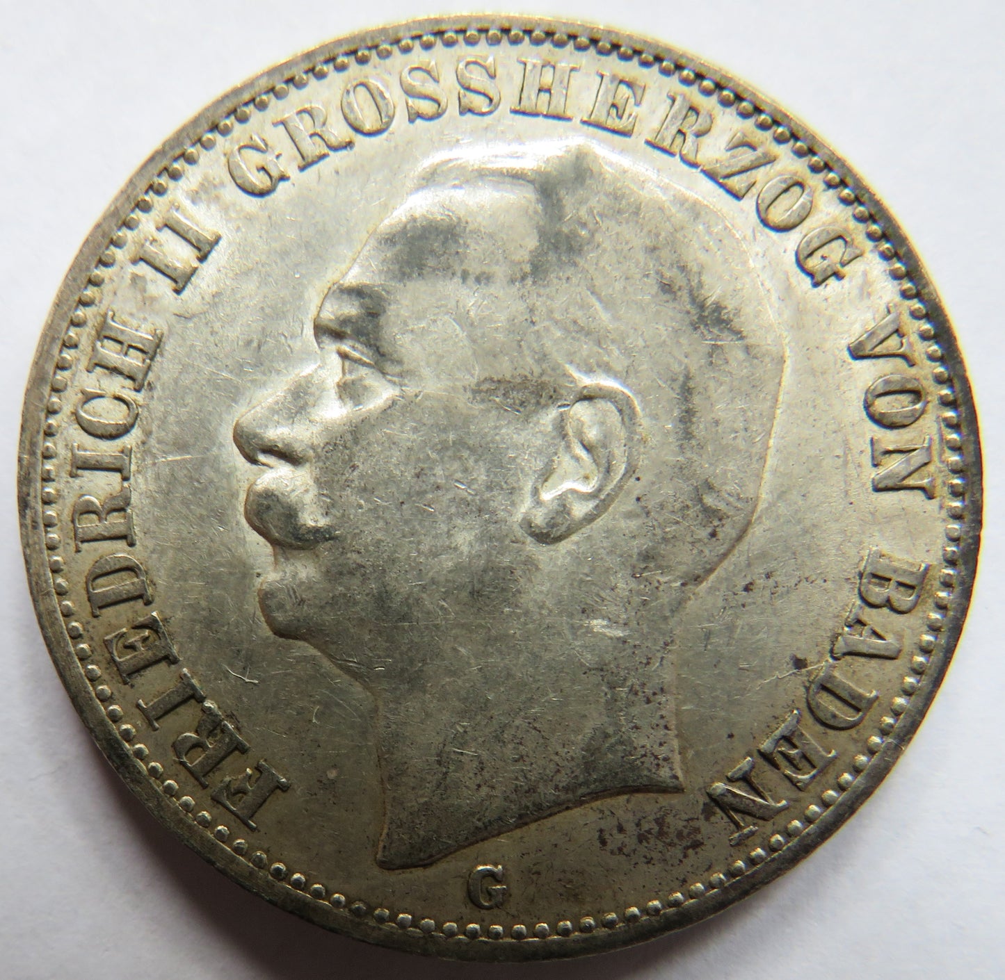 1912-G German States Baden Silver 3 Marks Coin
