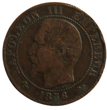 Load image into Gallery viewer, 1856-D France Napoleon III 5 Centimes Coin
