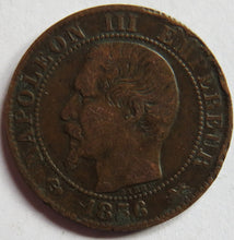 Load image into Gallery viewer, 1856-D France Napoleon III 5 Centimes Coin
