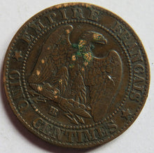 Load image into Gallery viewer, 1863-BB France Napoleon III 5 Centimes Coin
