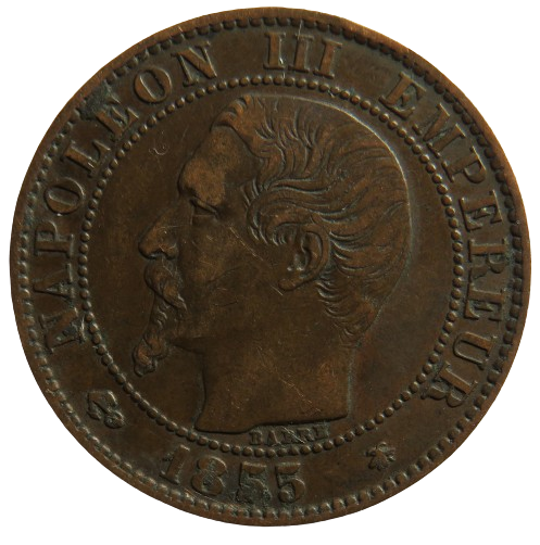 1855-BB France Napoleon III 5 Centimes Coin