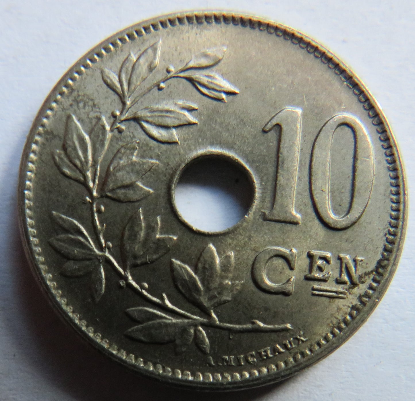 1920 Belgium 10 Centimes Coin In High Grade