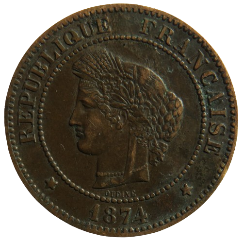 1874-A France 5 Centimes Coin