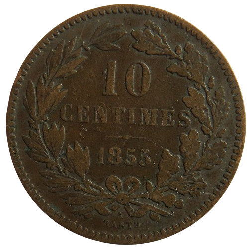 1855 Luxembourg 10 Centimes Coin