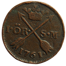 Load image into Gallery viewer, 1761 Sweden One Öre Coin
