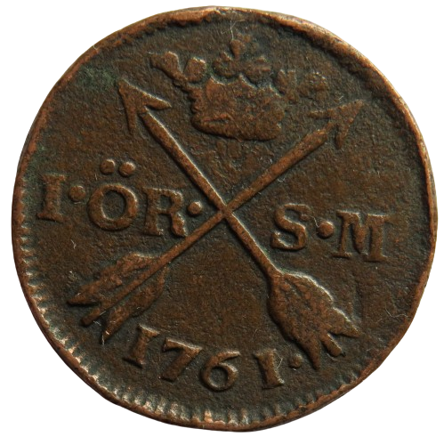 1761 Sweden One Öre Coin