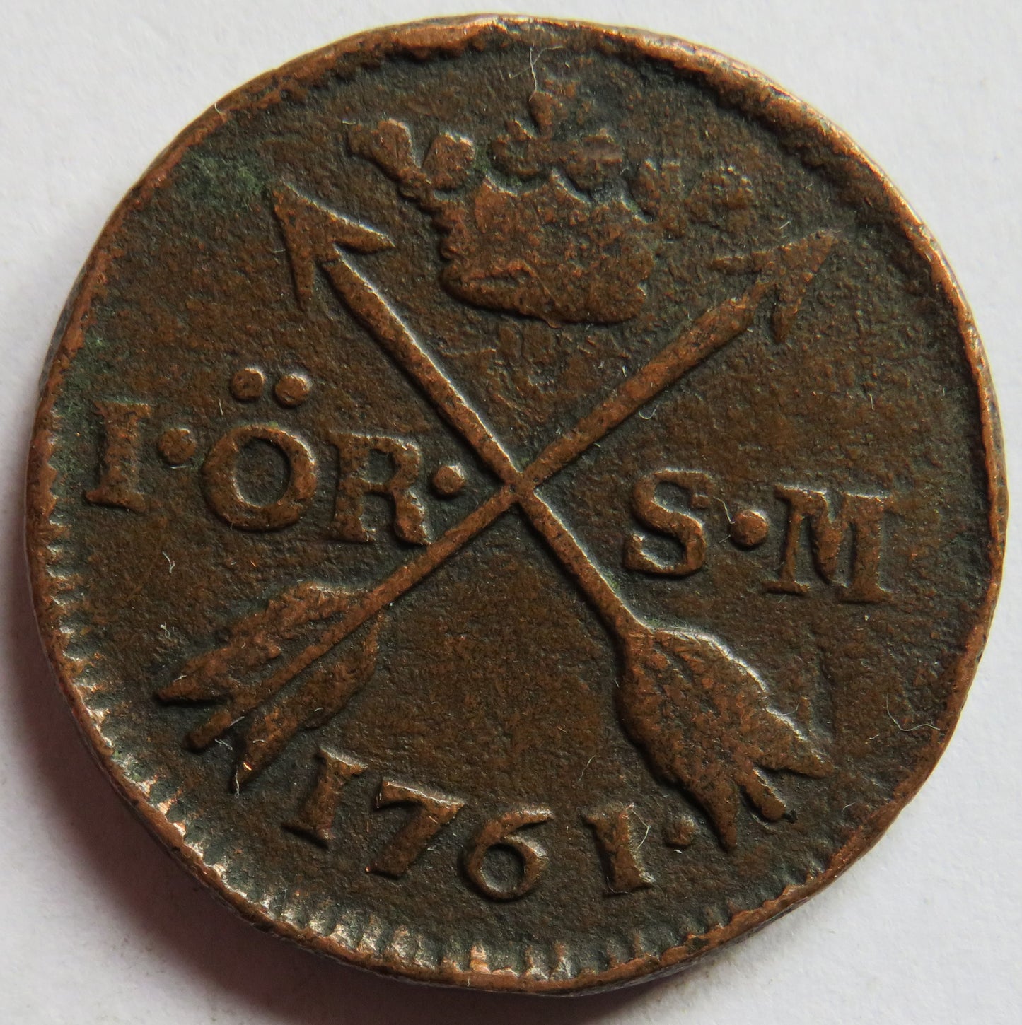 1761 Sweden One Öre Coin