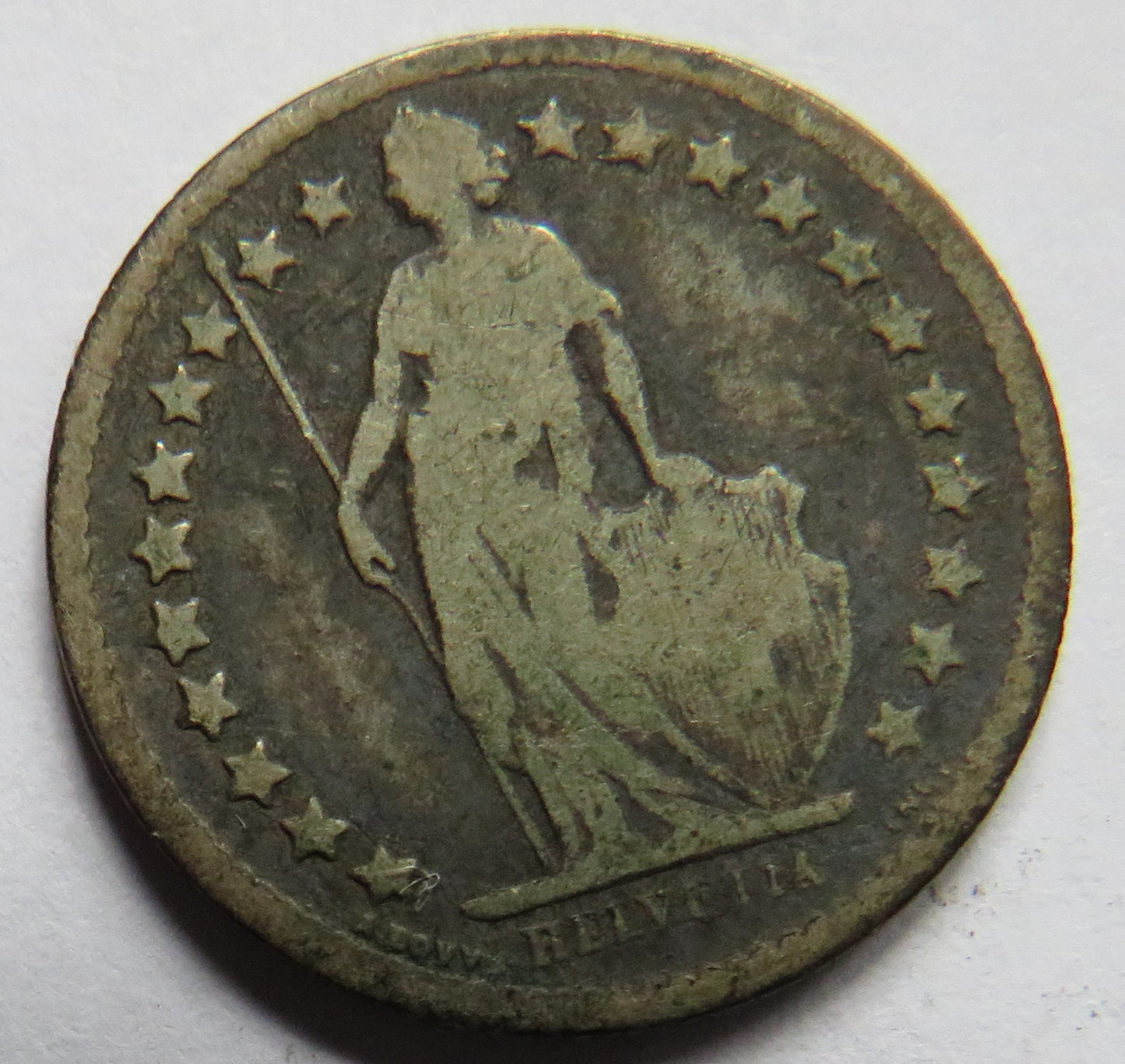 1875 Switzerland Silver 1/2 Franc Coin