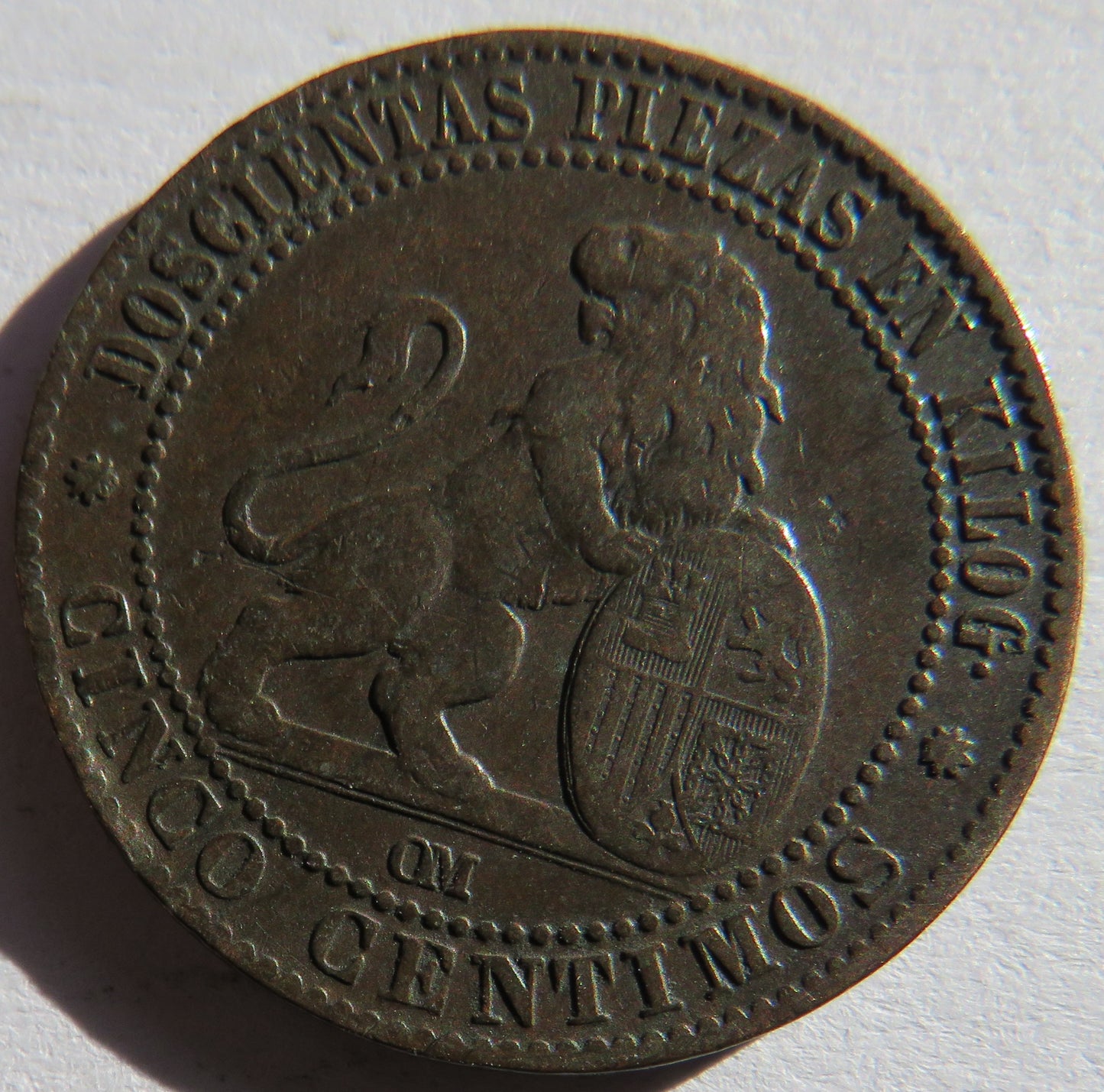 1870 Spain 5 Centimos Coin