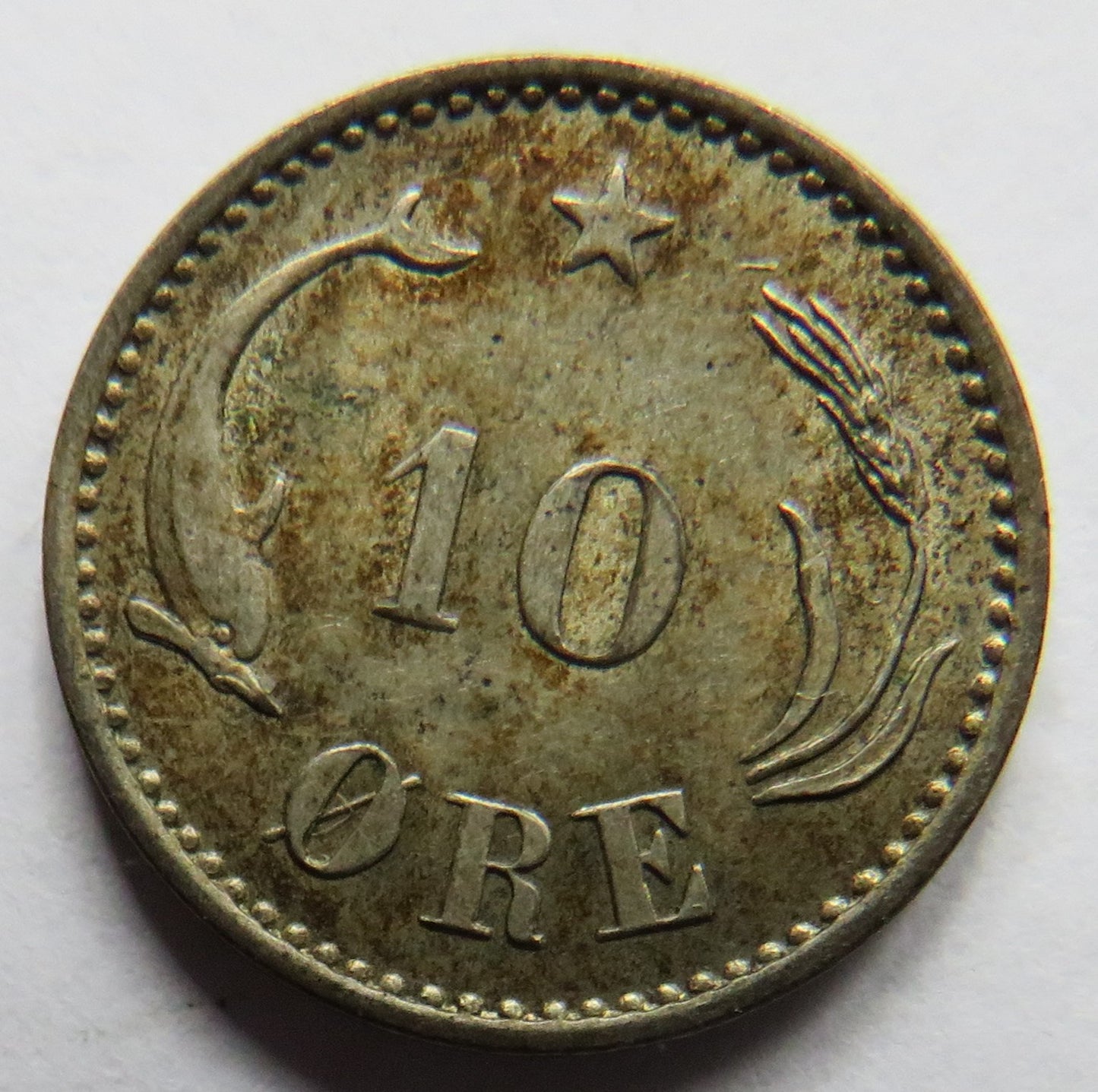 1905 Denmark Silver 10 Ore Coin
