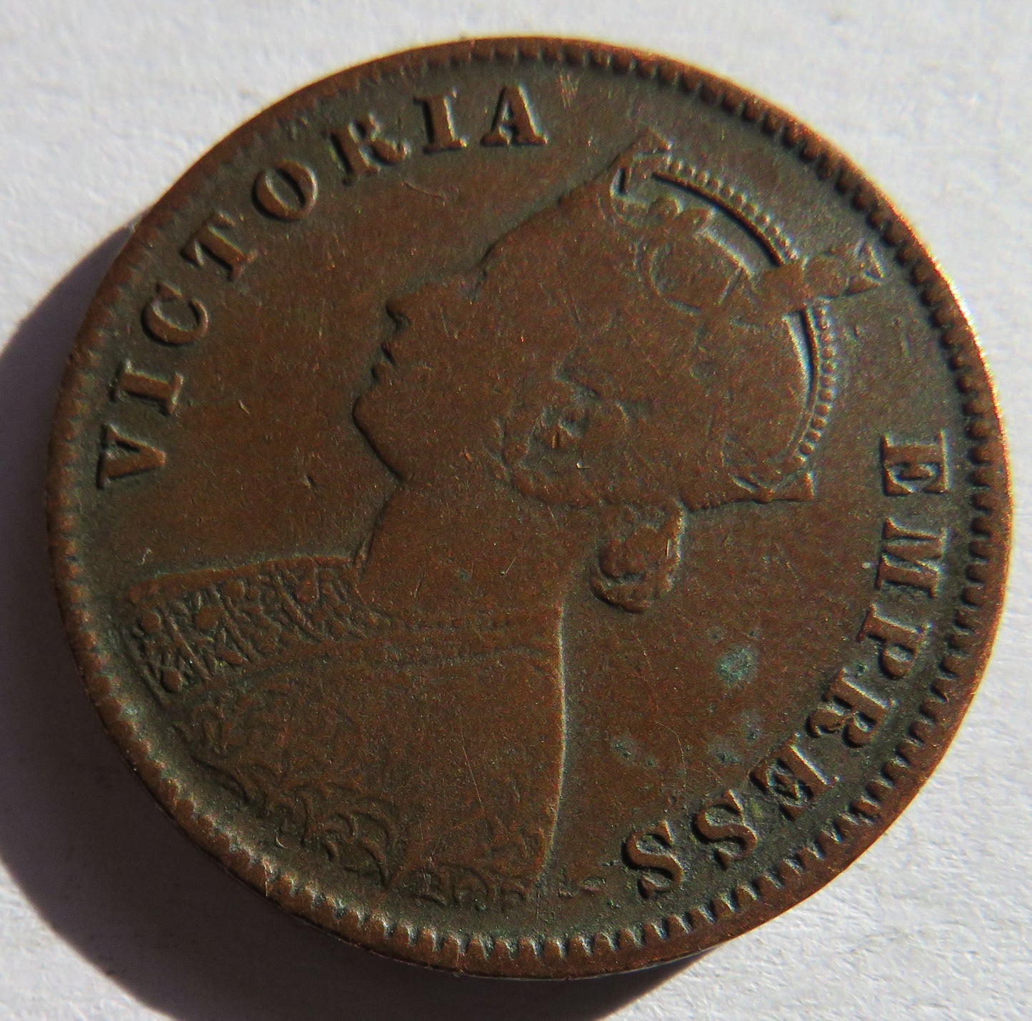 1891 Queen Victoria India 1/4 Quarter Anna Coin