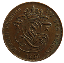 Load image into Gallery viewer, 1863 Belgium 2 Centimes Coin

