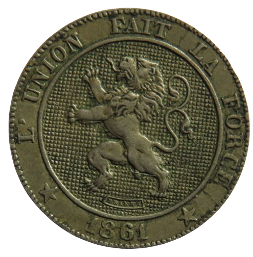 1861 Belgium 5 Centimes Coin