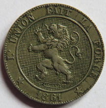 Load image into Gallery viewer, 1861 Belgium 5 Centimes Coin

