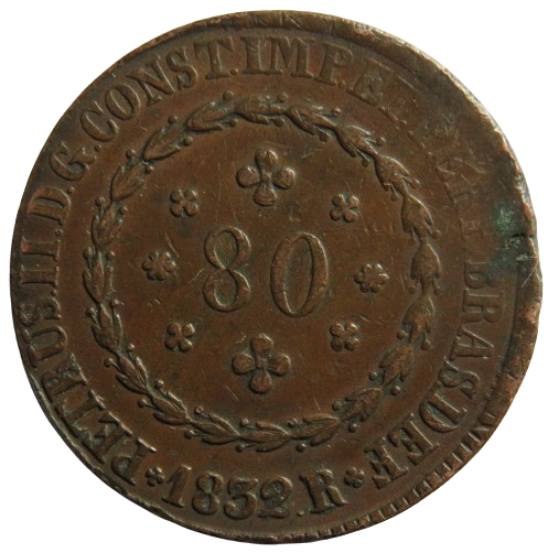 1832 Brazil 80 Reis Coin