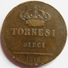 Load image into Gallery viewer, 1819 Kingdom of the Two Sicilies (Italian States) 10 Tornesi Coin
