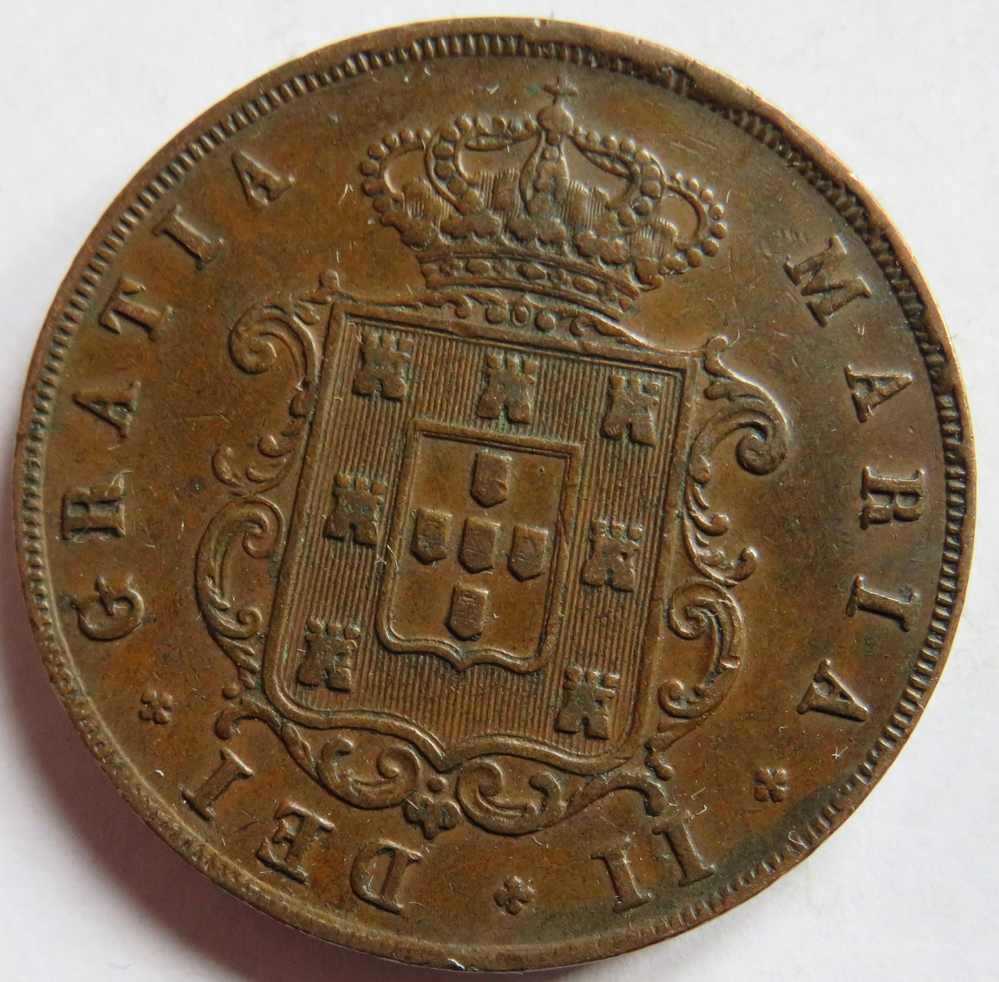 1850 Portugal 20 Reis Coin Good Grade