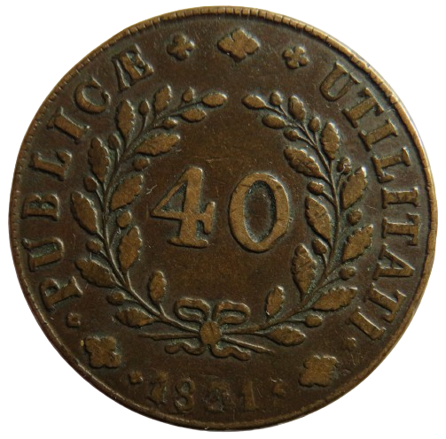 1831 Portugal 40 Reis Coin