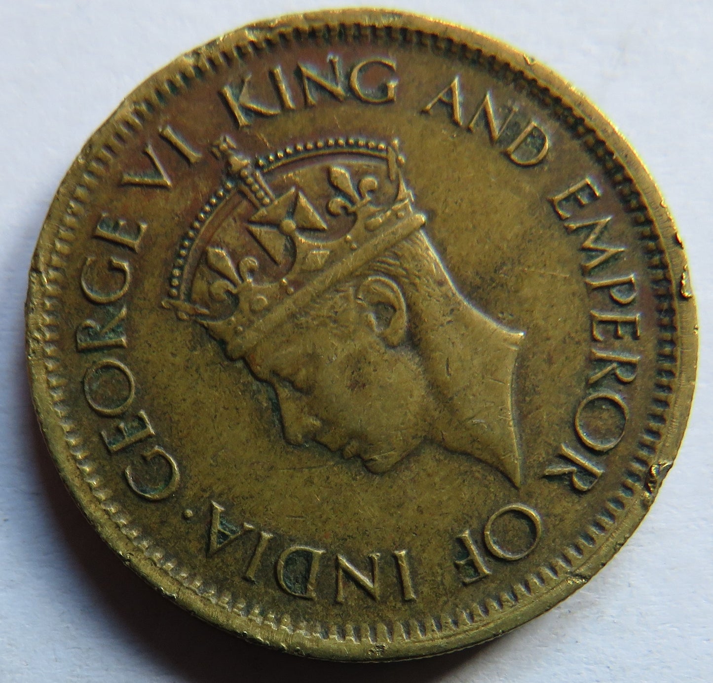 1943 King George VI Ceylon 50 Cents Coin