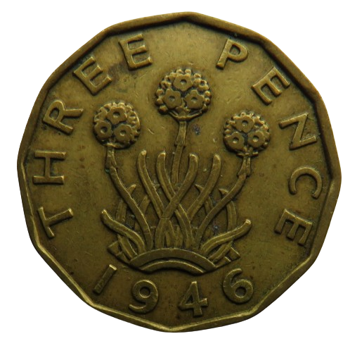 1946 King George VI Brass Threepence Coin Scarce Date