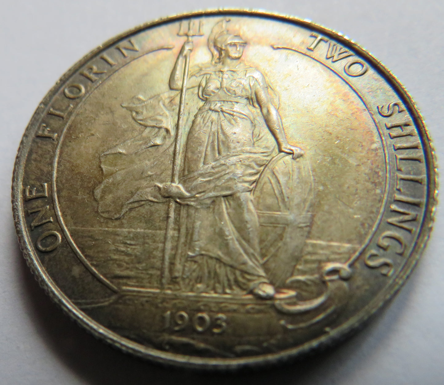 1903 King Edward VII Silver Florin / Two Shillings Coin In High Grade