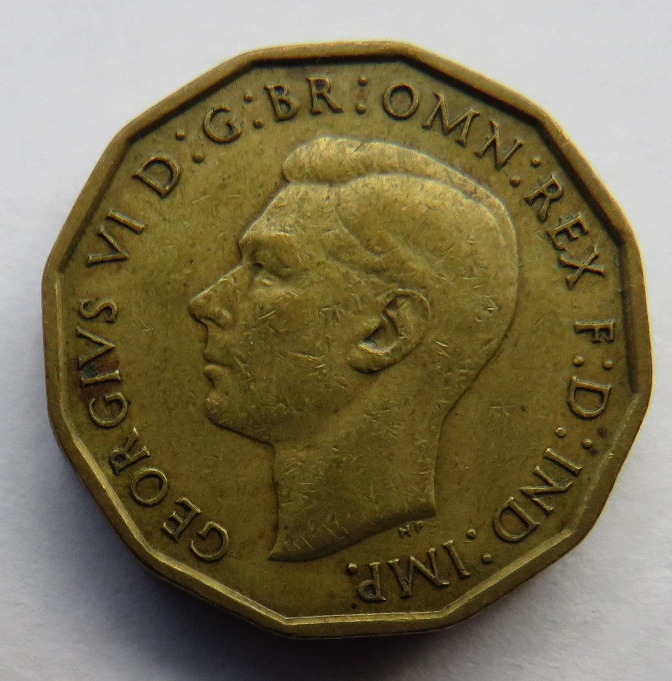 1946 King George VI Brass Threepence Coin Scarce Date