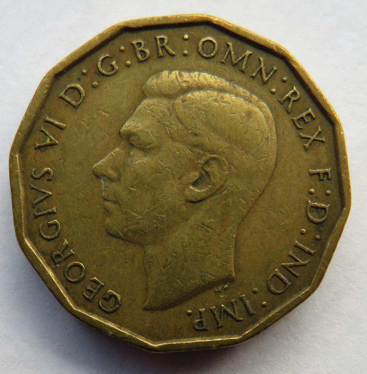 1946 King George VI Brass Threepence Coin Scarce Date