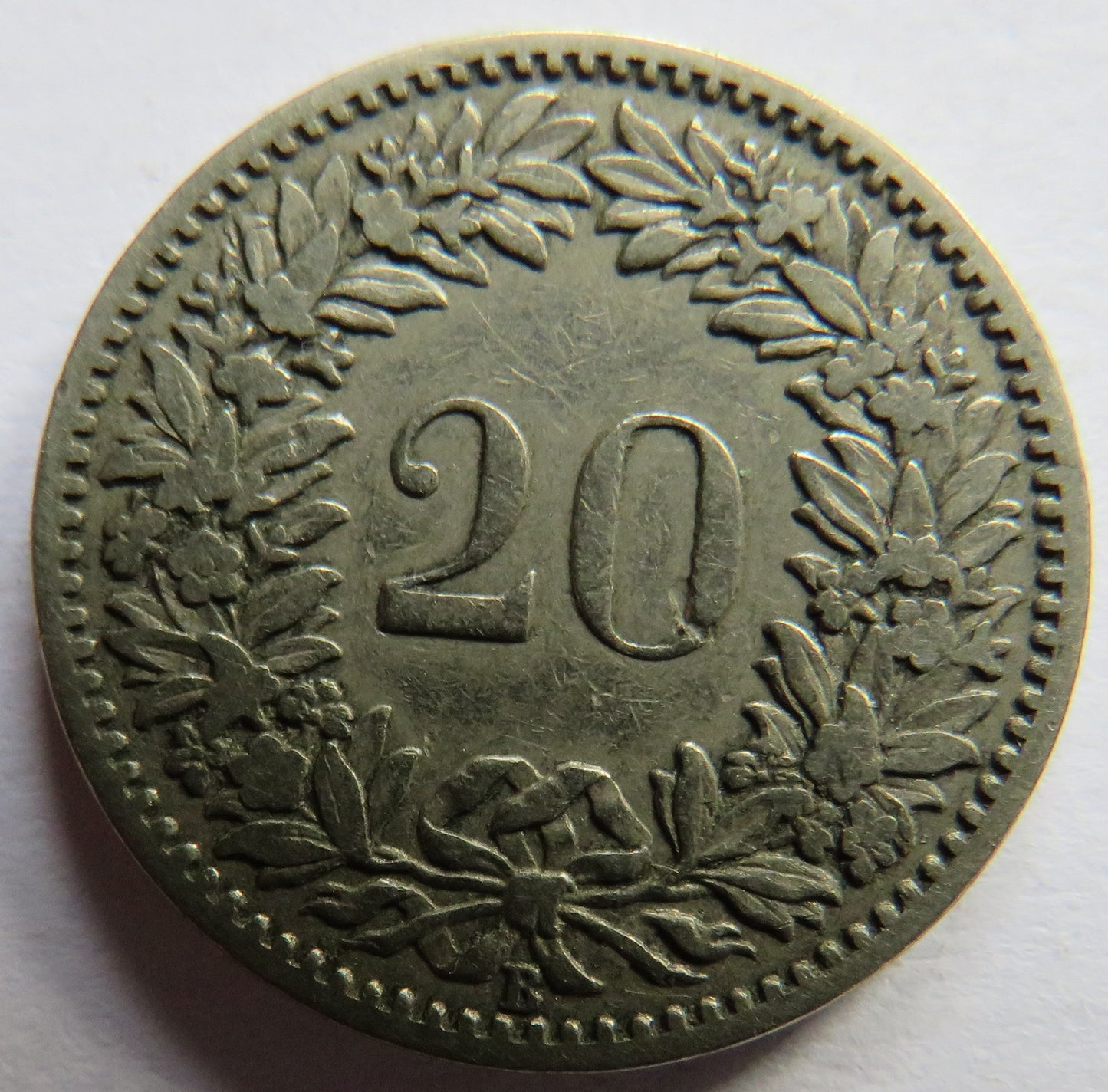 1883 Switzerland 20 Rappen Coin