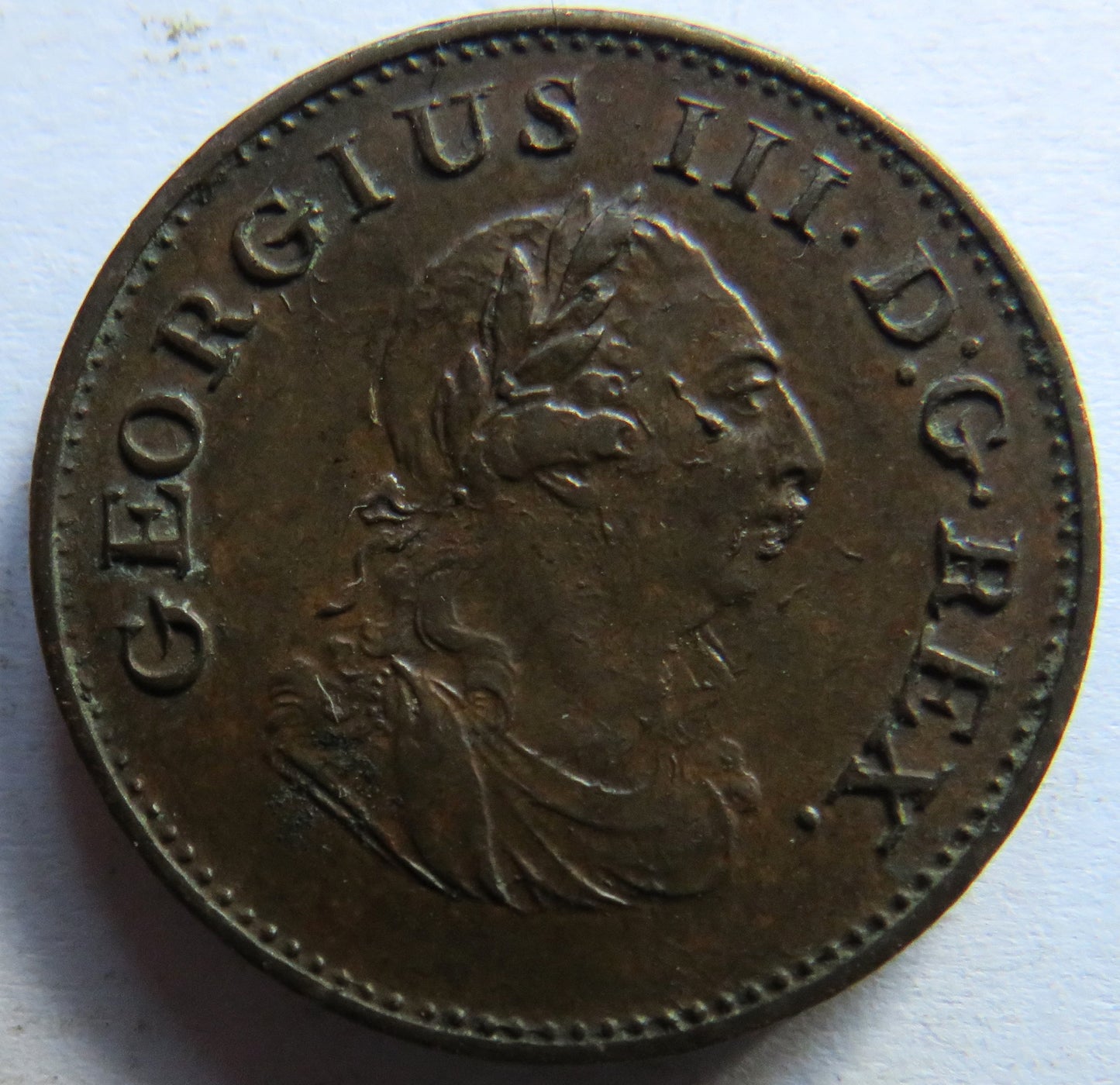 1806 King George III Ireland Hibernia Farthing Coin Excellent Grade.