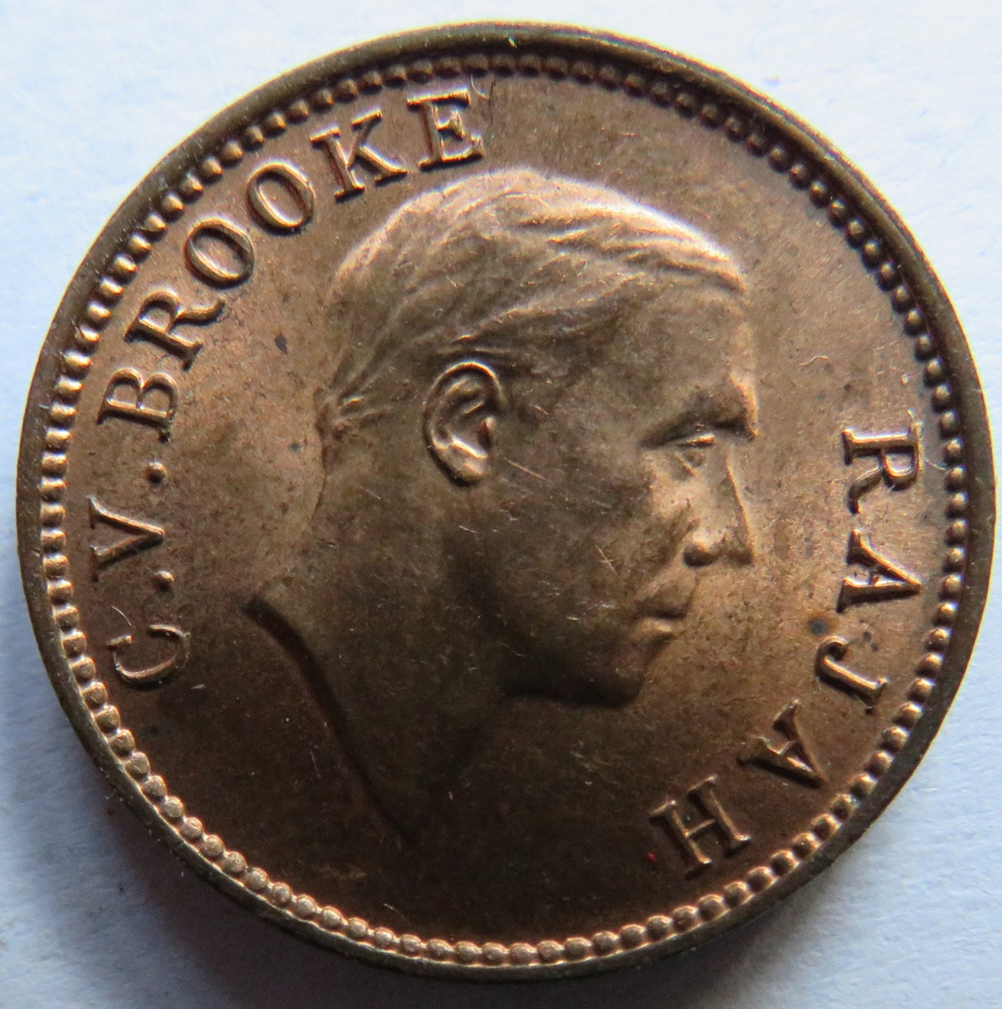 1933-H Sarawak 1/2 Half Cent Coin In High Grade.