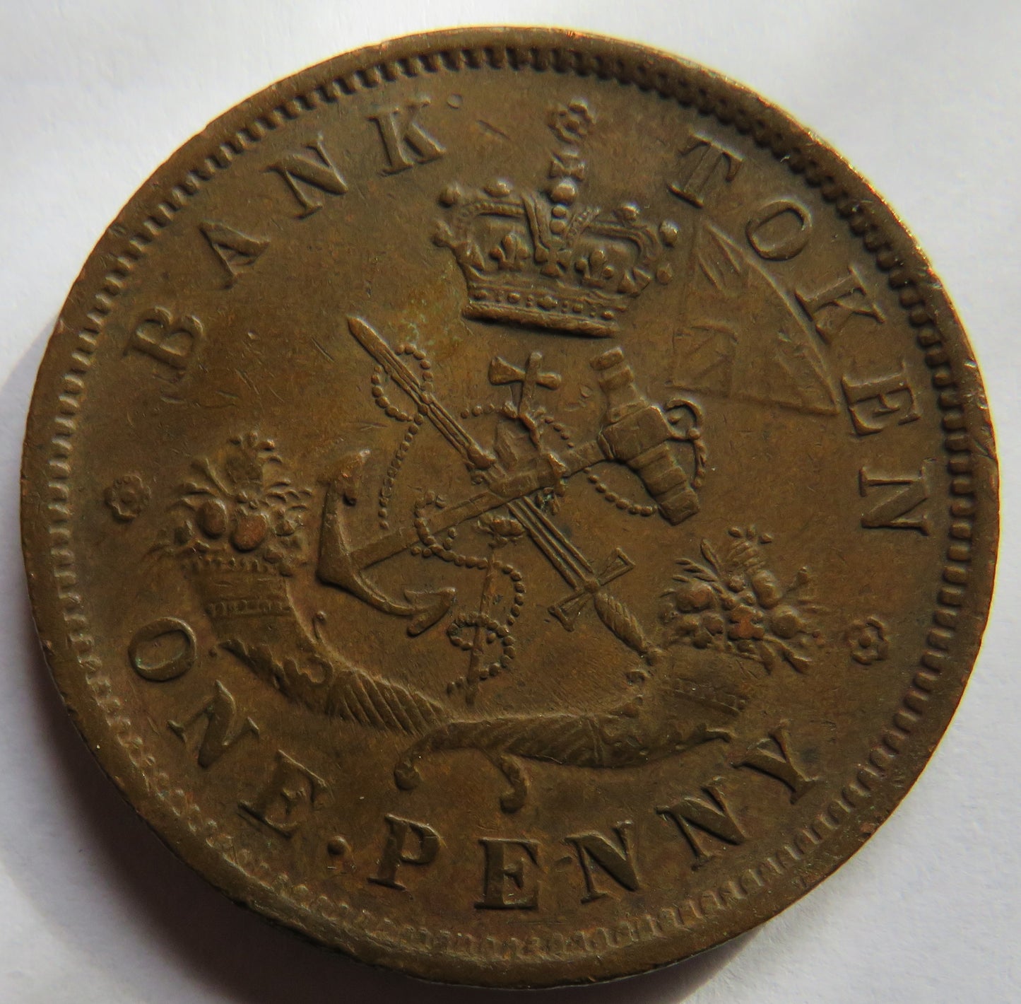 1857 Bank Of Upper Canada One Penny Bank Token.